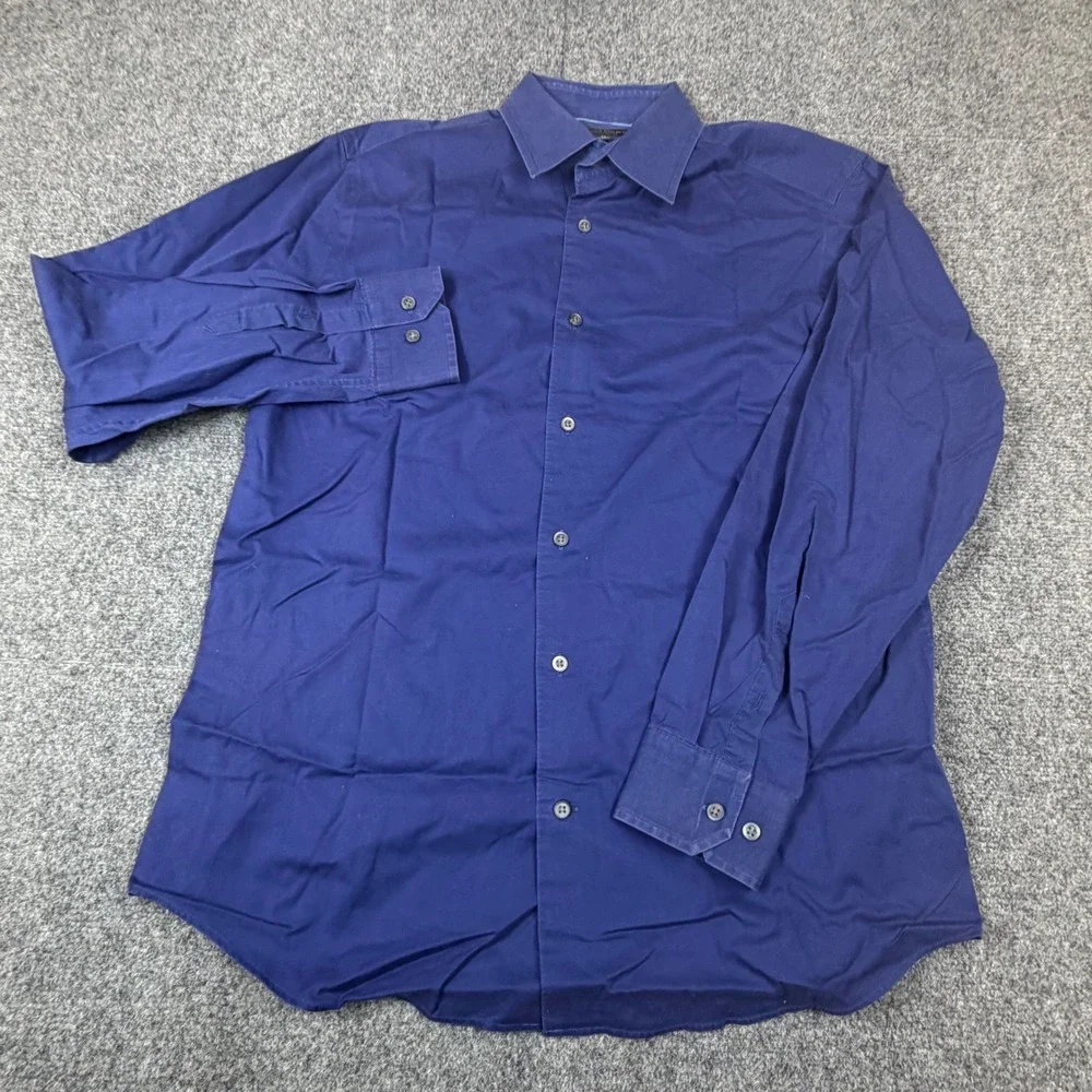 Banana Republic Mens Size M Medium Stretch Slim Fit Button Down Shirt Navy Blue